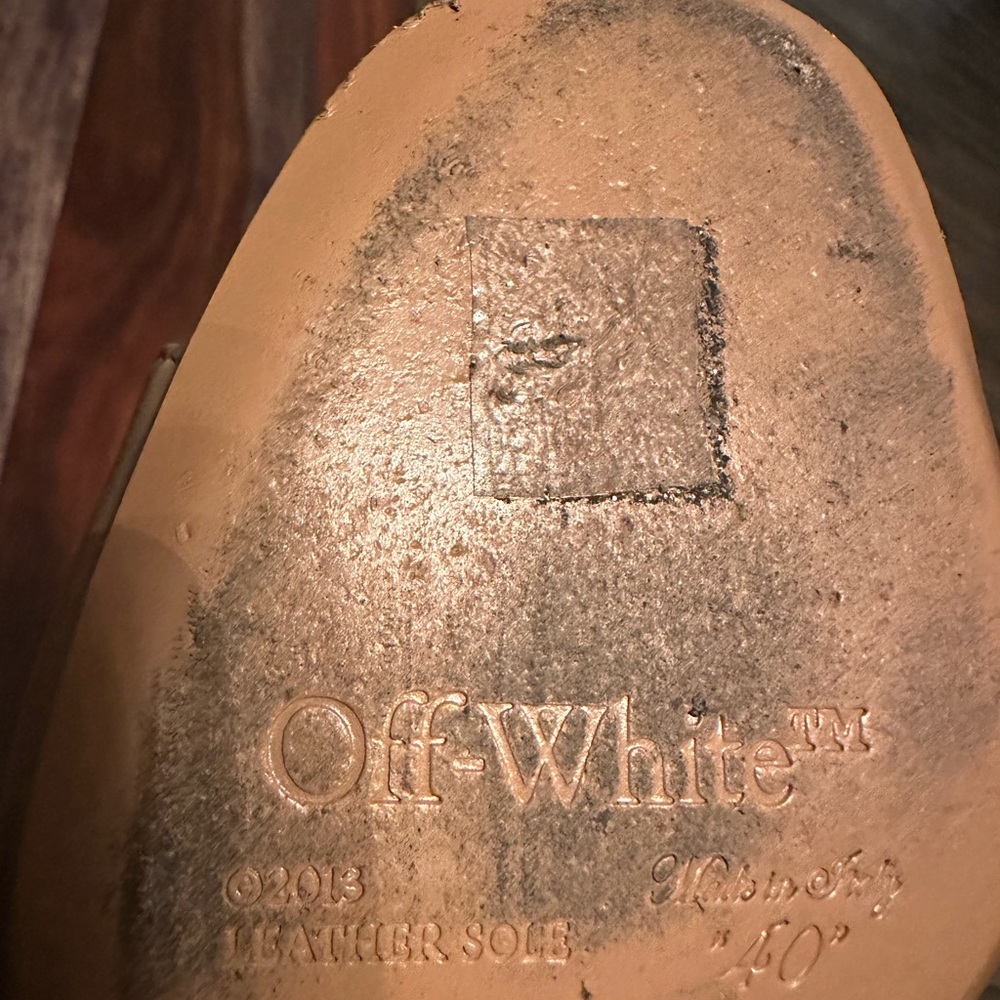 Off-White Pop Meteor 110mm Block Mules Tan & Oran… - image 6